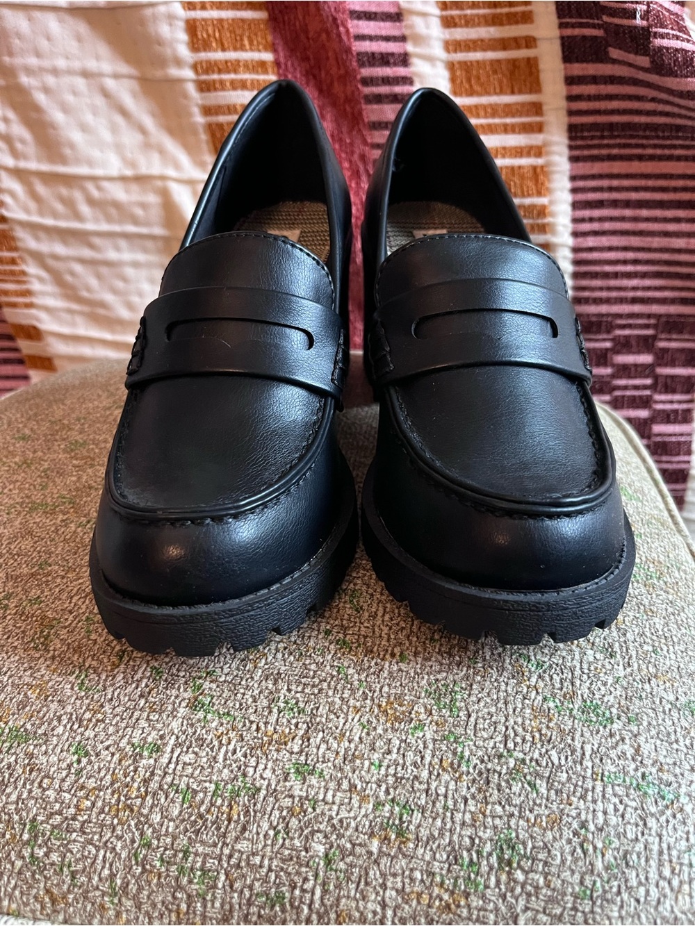 Soda Black Platform Penny Loafers